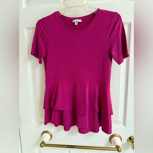 Women's Pink Ruffle Top by Halston- XS